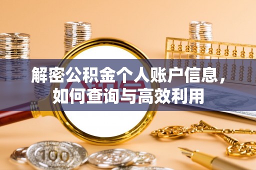 延平解密公积金个人账户信息，如何查询与高效利用