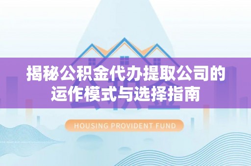 延平揭秘公积金代办提取公司的运作模式与选择指南